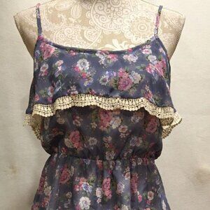 Maurices Women Floral Tiered Ruffle Lace Sleeveless Dress Size M